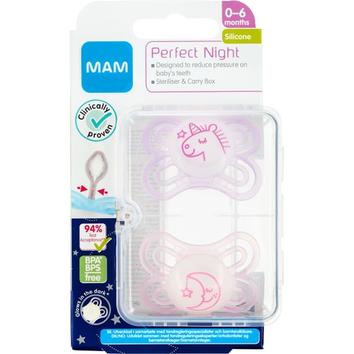 Napp Perfect Night Silikon 0-6mån 2-p MAM