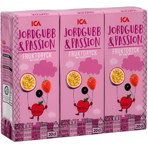 Fruktdryck Jordgubb&Passion 3-p 60cl ICA