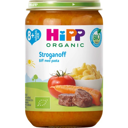 Barnmat Stroganoff biff med pasta 8m Hipp