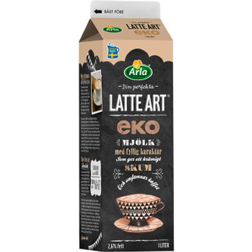 Mjölk Latte Art Ekologisk 2,6% 1l Arla