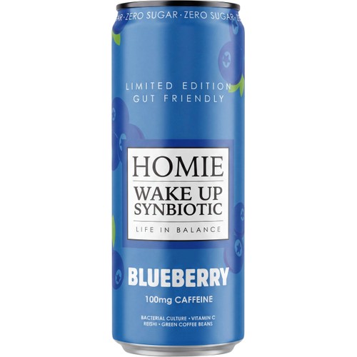 Energidryck Wake Up Synbiotic Med Smak Av Blueberry 330ml Homie