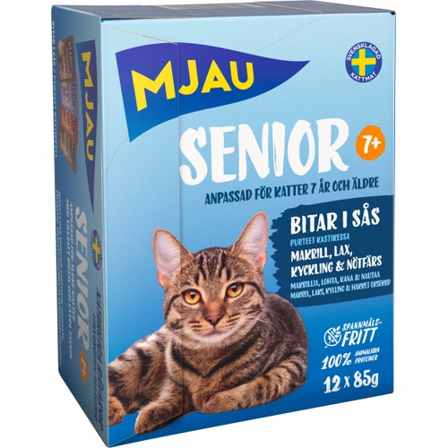 Kattmat Senior Multibox i sås 12-p 85g Mjau