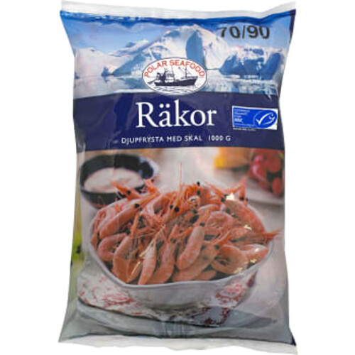 Räkor med Skal Frysta 1kg Polar Seafood