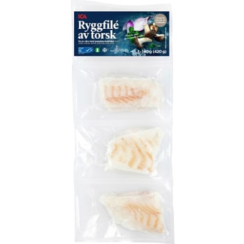 Ryggfilé av Torsk Fryst 3-p 420g ICA