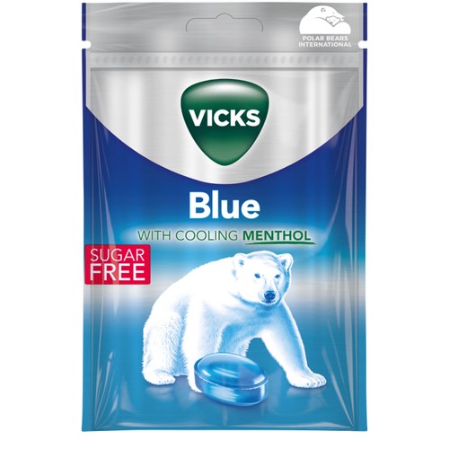 Halstablett Blue Extra Strong sockerfri 72g Vicks