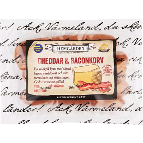 Cheddar & baconkorv 300g Hemgården