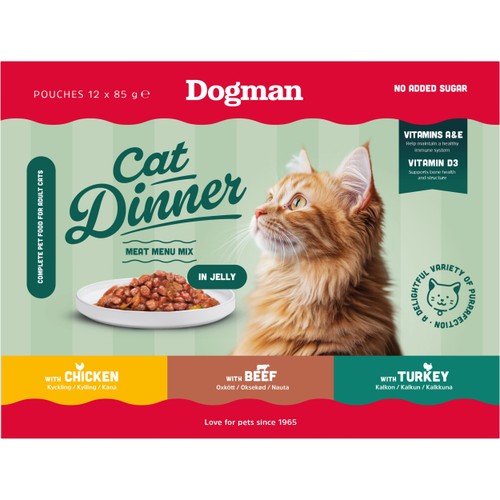 Helfoder Katt Meny Mix Gele 12-pack 1kg Dogman
