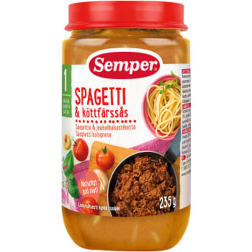 Spagetti & köttfärssås 1år 235g Semper