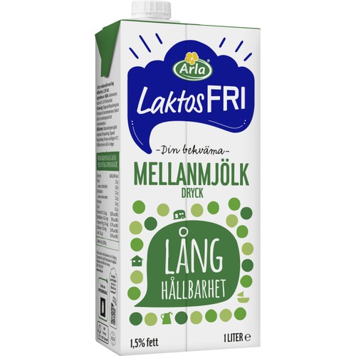 Mellanmjölkdryck Laktosfri Lång hållbarhet 1,5% 1l Arla®