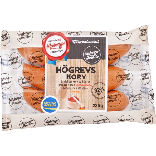 Högrevskorv 82% Kötthalt 225g Rybergs Charkuteri