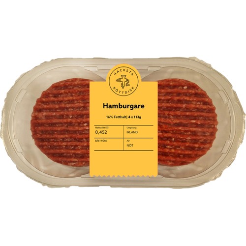 Hamburgare Färska 4-p 452g Hacksta Köttdisk