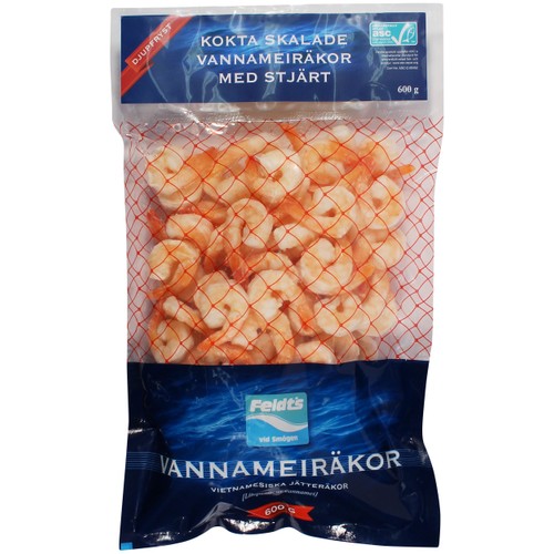 Vannameiräkor Kokt Med Tip 41/50 Fryst 600g Feldt's