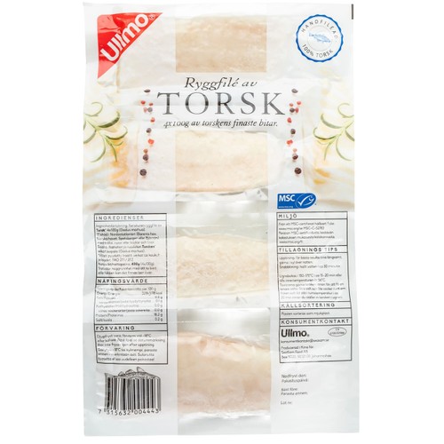 Torsk Ryggfilé MSC 4-p 400g Ullmo