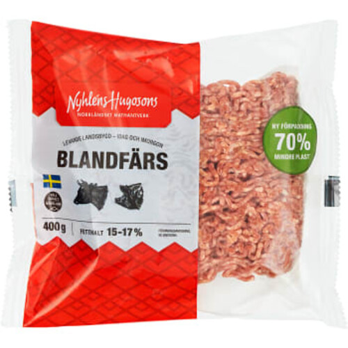 Blandfärs Fetthalt 15% 400g Nyhléns Hugosons