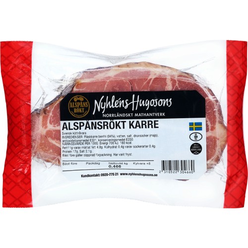 Alspånsrökt Fläskkarré Benfri ca 400g Nyhléns Hugosons