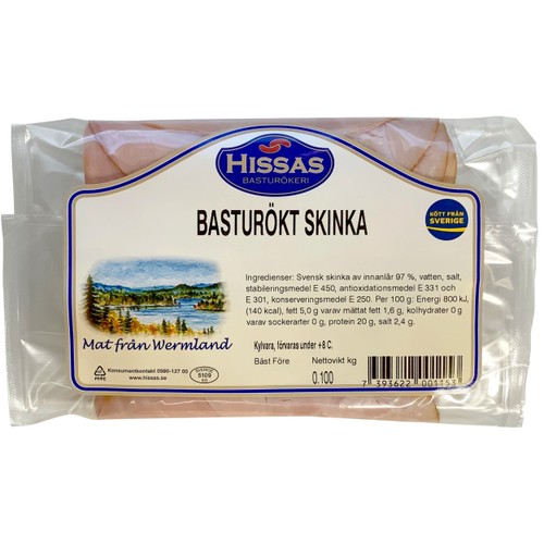 Basturökt Skinka 100g Hissas Basturökeri
