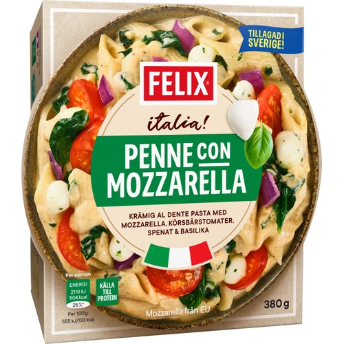 Penne con mozzarella Fryst 380g Felix