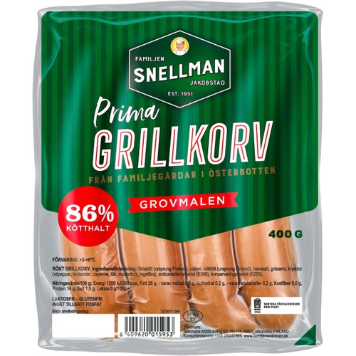 Grillkorv Prima 400g Snellman