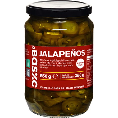 Jalapenos skivade 650g ICA Basic