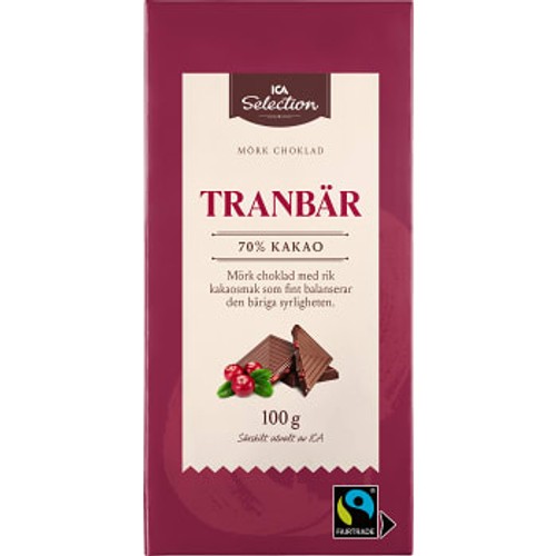 Choklad Tranbär 70% 100g ICA Selection