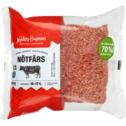 Nötfärs Fetthalt 15-17% 800g Nyhléns Hugosons