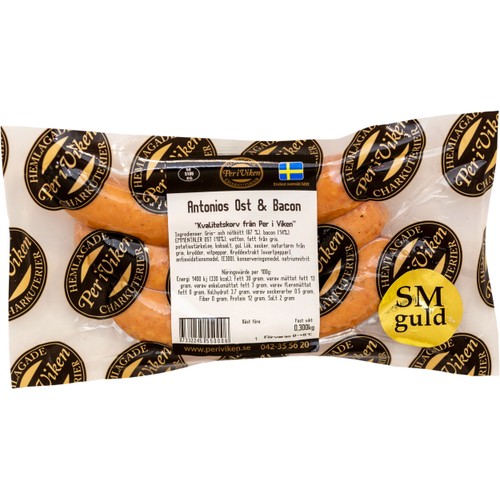Korv Antonios Ost & Bacon 3-pack 300g Per i Viken Chark