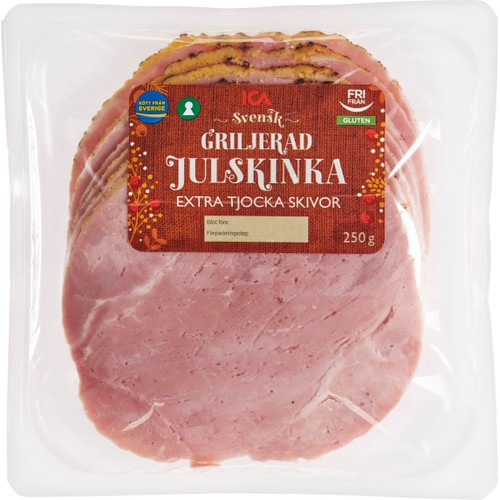 Griljerad julskinka Skivad Extra tjocka skivor Glutenfri 250g ICA