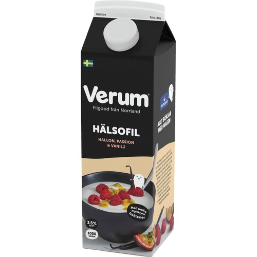 Hälsofil 3,5% Hallon Passion Vanilj 1000g Verum
