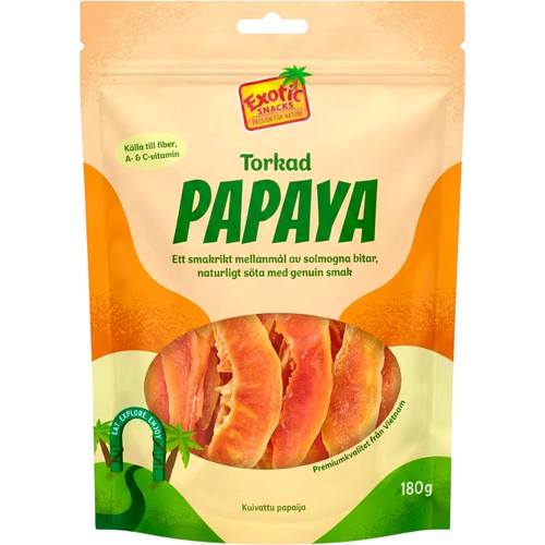 Papaya Torkad 180g Exotic Snacks