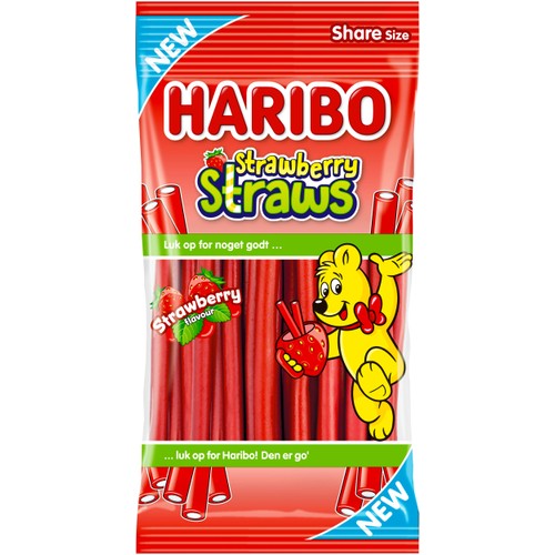 Godispåse Strawberry Straws 80g Haribo