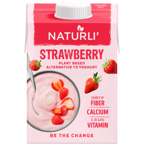 Yoghurt Strawberry Växtbaserad Laktosfri 500ml Naturli'