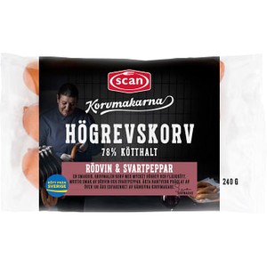 Högrevskorv Rödvin & Svartpeppar 78% Kötthalt 240g Korvmakarna Scan