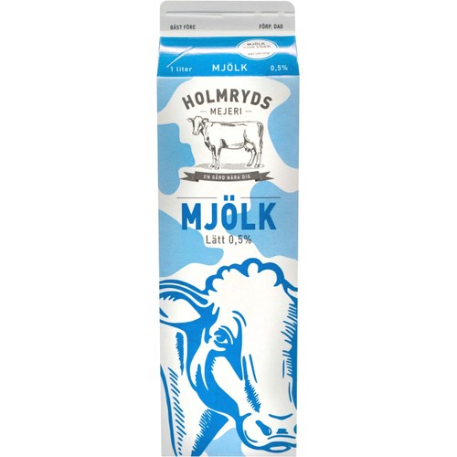 Lättmjölk 0,5% 1l Holmryds Mejeri