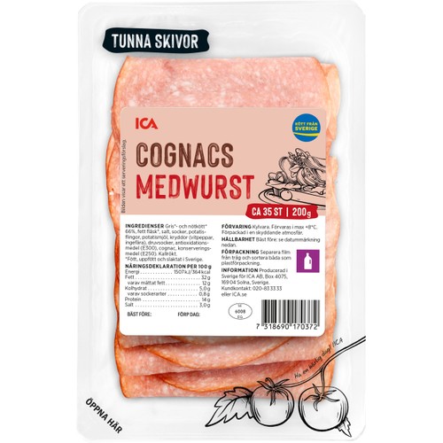 Cognacsmedwurst Tunna Skivor 200g ICA