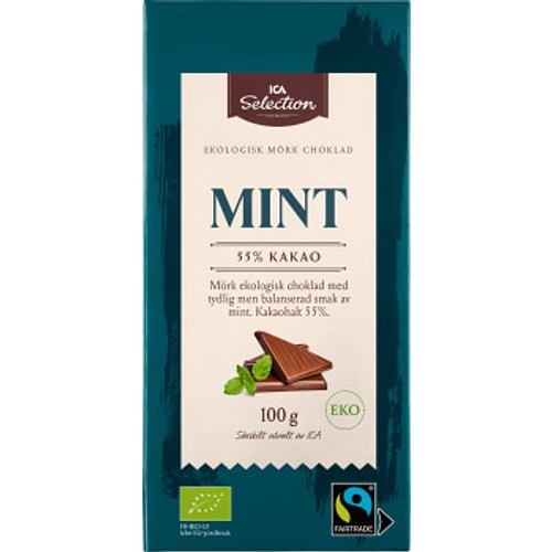 Chokladkaka Mint Mörk Choklad 55% 100g ICA Selection