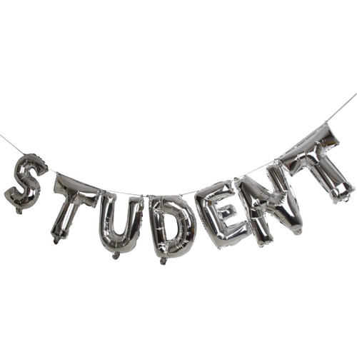 Folieballonger Student Silver 38cm