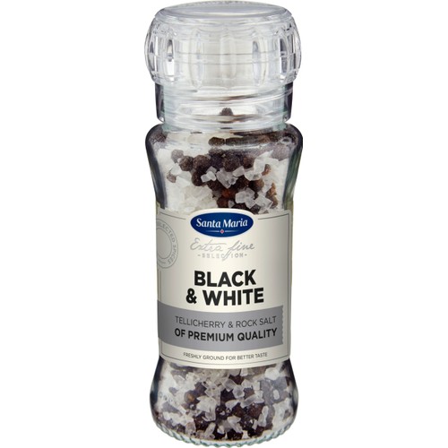 Black & white Tellicherry Peppar & bergsalt Kvarn 110g Santa Maria