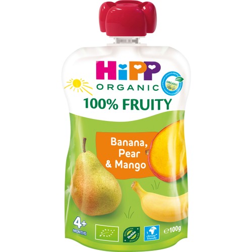 Smoothie Hippis Banan & päron 4m Ekologisk 100g HiPP