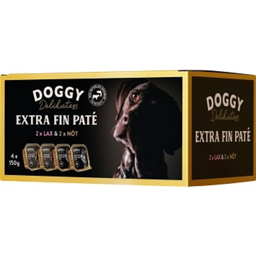 Hundmat Delikatesspaté Nöt Lax 4-p Doggy Delikatess