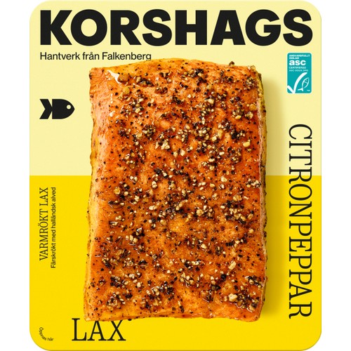 Laxfilé Färsk Varmrökt Citronpeppar ca 500g Miljömärkt Korshags