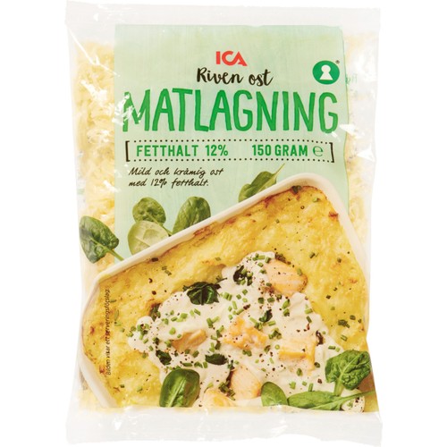 Matlagningsost Riven 12% 150g ICA
