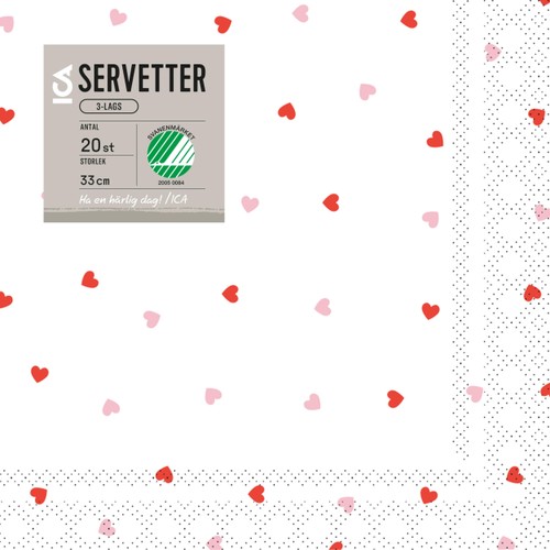 Servett 33cm Small Heart 20-p ICA