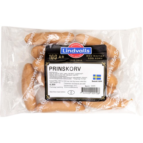 Prinskorv 300g Lindvalls Chark