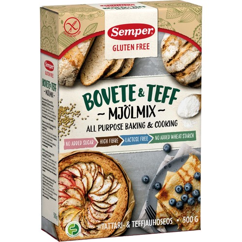 Bovete & teff mjöl Glutenfri 500g Semper 