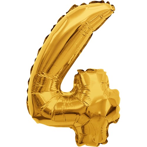 Folieballong Nr 4 Guld Happy Party