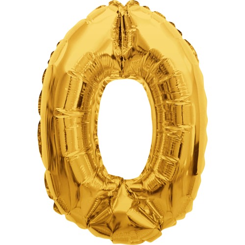 Folieballong Nr 0 Guld Happy Party