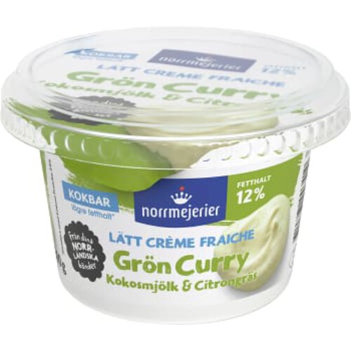 Lätt Crème fraiche Grön Curry Kokosmjölk Citrongräs 12% 200g Norrmejerier