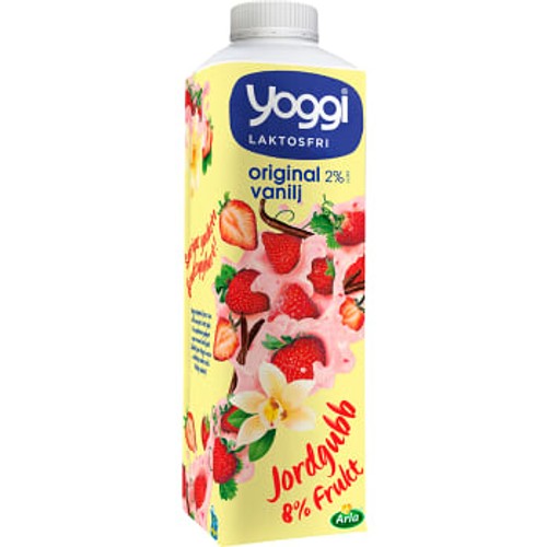 Yoghurt Jordgubb & vanilj 2% Laktosfri 1l Yoggi