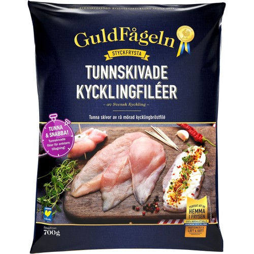 Tunnskivade kycklingfiléer Fryst 700g Guldfågeln