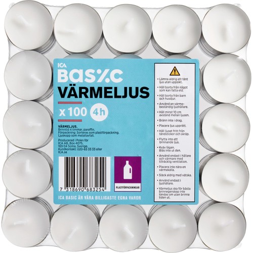Värmeljus 100p 4h ICA Basic